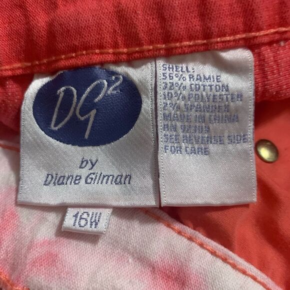 DG2 by Diane Gilman Tie-Dye stretch jeans Coral 16W - Picture 6 of 7